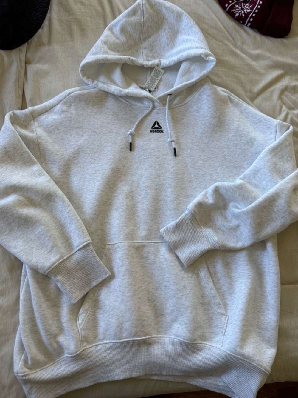 Reebok Light Gray Pullover Hoodie with Small Chest Logo